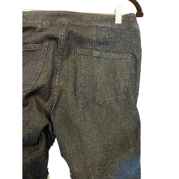 Anthropologie PILCRO HIGH RISE DENIM LEGGINGS WITH METALLIC SHEEN - Picture 7 of 9